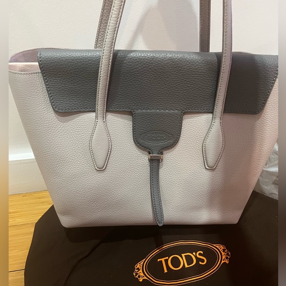 NEW Tod’s Grey Pearl Joy Flag Shoulder Tote Bag - Picture 3 of 6